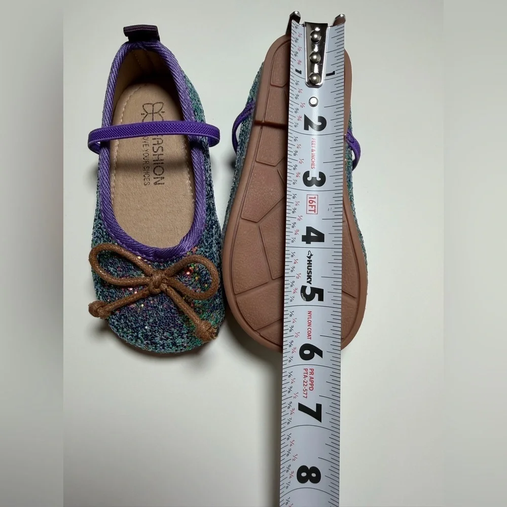 Kids Toddler Glitter Ballet Flats Size 23 (7C)